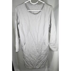 Athleta Pima Cotton Modal Spandex Long Sleeve Pocket Dress Gray Casual Medium